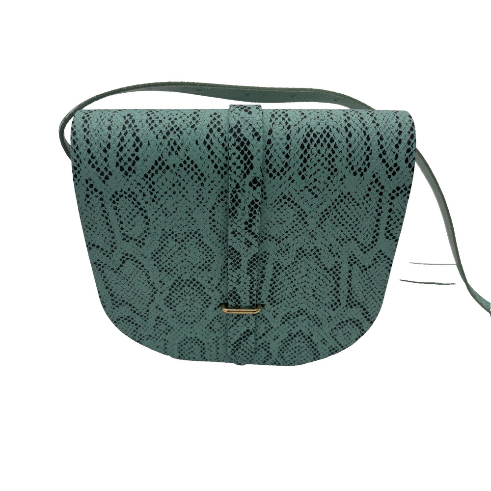 Cambridge Satchel Co Saddle Crossbody Bag Mint Snake Embossed Leather GB